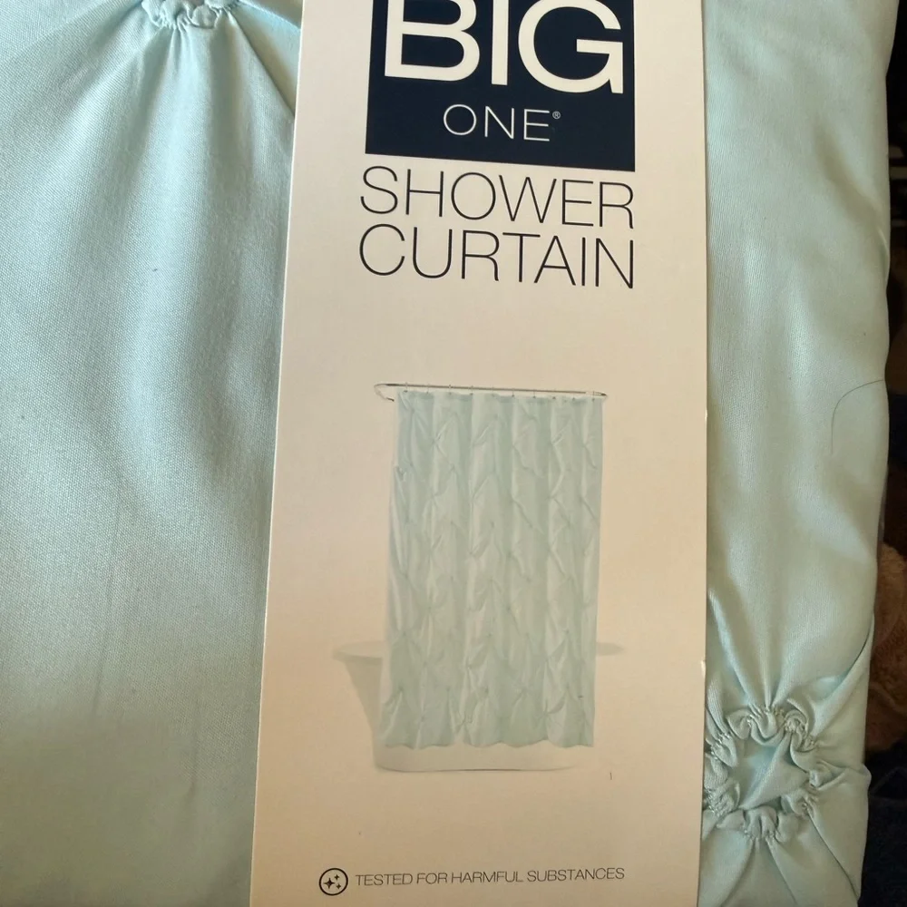 The Big One Aqua  Shower Curtain
